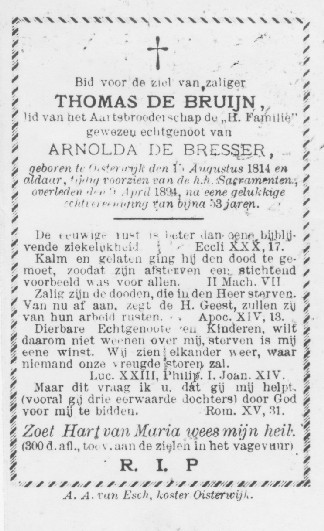 Bidprentje Thomas de Bruijn